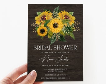 Bridal Shower Invitation, Sunflower Bridal Shower Invite Country Sunflower Invitation Country Bridal Floral Bridal Shower Digital Invitation