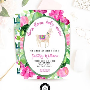 Llama Baby Shower Invitation Template Baby Shower Llama Invitation Llama Girl Baby Shower Invite Editable Alpaca Baby Shower Invitation