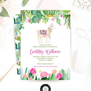 Llama Baby Shower Invitation Template Baby Shower Llama Invitation Llama Girl Baby Shower Invite Editable Alpaca Baby Shower Invitation
