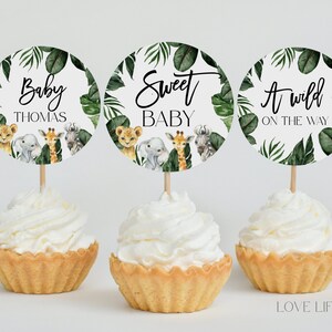 Safari Cupacake Toppers, Jungle Baby Shower Cupcake Topper, Baby Shower Decoration, Instant download, Digital, PRINTABLE Template