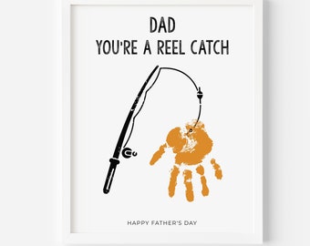 Father's Day Handprint, Gift for Dad, Personalized Father's Day Gift, Fishing Fathers Day Crafts, Best Dad Card, From Toddler Printable
