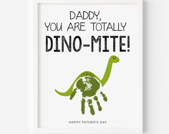 Father's Day Handprint, Gift for Dad, Personalized Father's Day Gift, Dinosoaur Fathers Day Crafts, Best Dad Card, From Toddler Printable