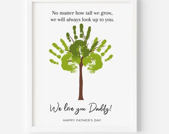 Father's Day Handprint, Gift for Dad, Personalized Father's Day Gift, Fathers Day Crafts, Best Dad Card, From Kids, from Daughter Printable