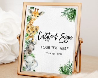 Safari Baby Shower Sign, Jungle Baby Shower Poster, Baby Safari Baby Shower Template, Safari Decoration, Editable Template, Custom Sign Boy