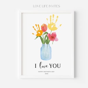 DIY Mother's Day Gift, Personalized Mother's Day Gift, Gift for Mom, Mothers Day Crafts, Flower Print Gift from Kids,Toddler, Mum's Day Gift
