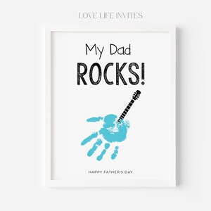 Father's Day Handprint, Gift for Dad, Personalized Father's Day Gift, My Dad Rocks Fathers Day Crafts, Best Dad Card, From Toddler Printable