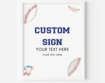Baseball Baby Shower Sign, Baseball Baby Shower Poster, Boy Baby Shower Template, Shower Decoration, Editable Template, Custom Sign
