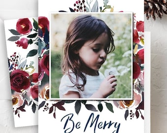Boho Christmas Card Custom Photo, Minimalist Photo Christmas Card Template, Modern Christmas Photo Card, Photo Christmas Card, Holiday Card