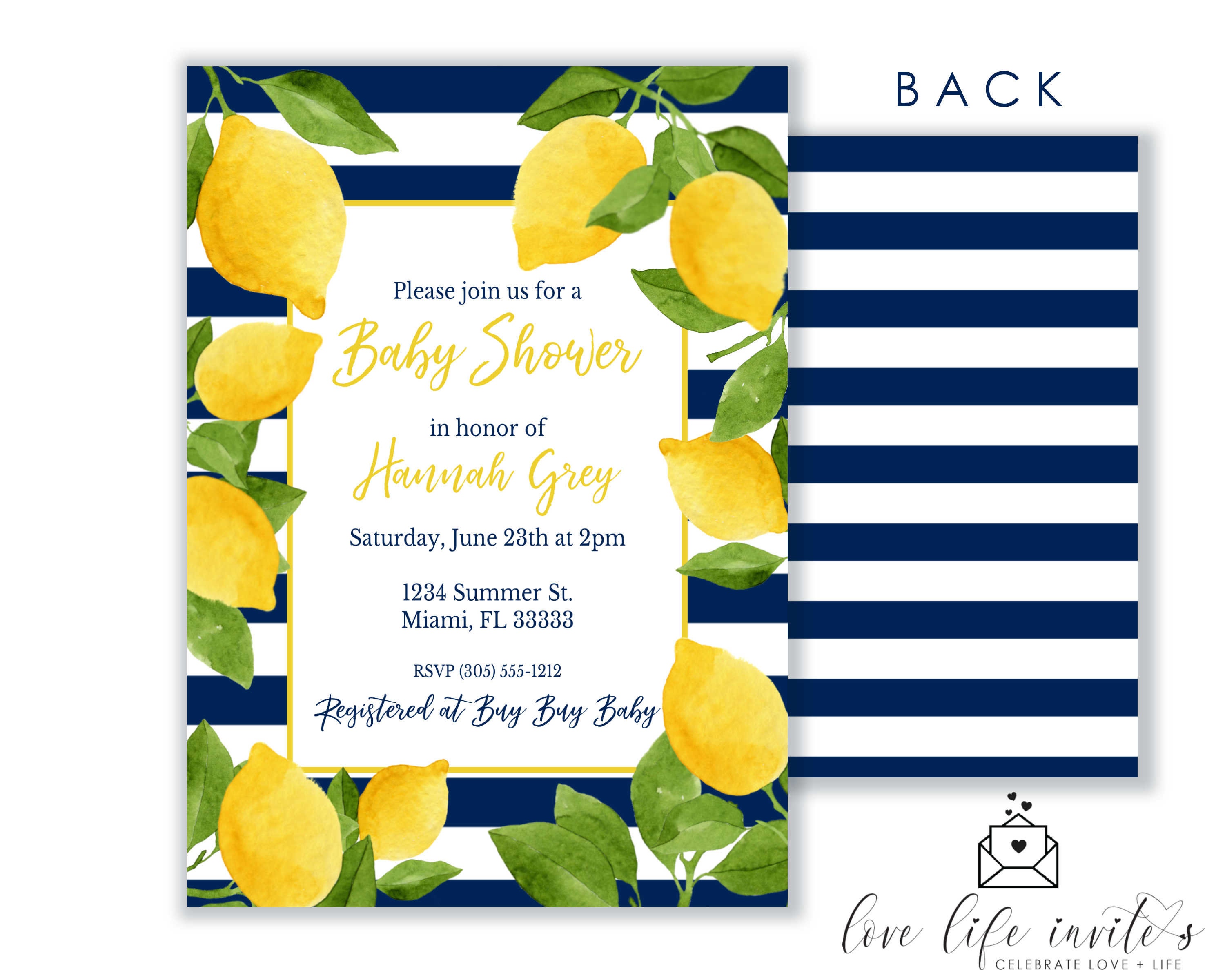 Lemon Baby Shower Invitation Lemon Baby Sprinkle Summer Etsy