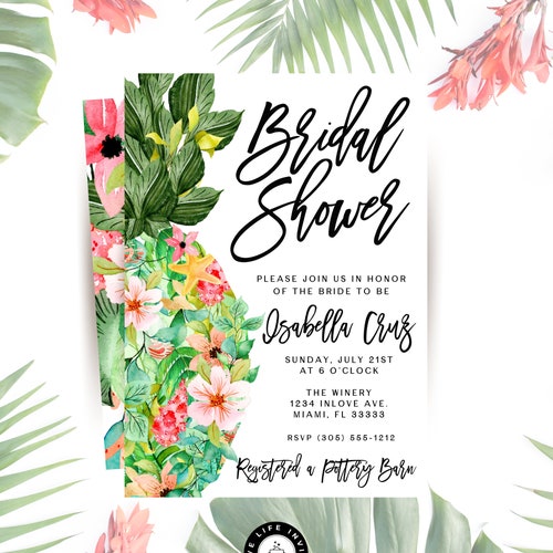 TROPICAL BRIDAL SHOWER Invitation Pineapple Bridal Shower Etsy