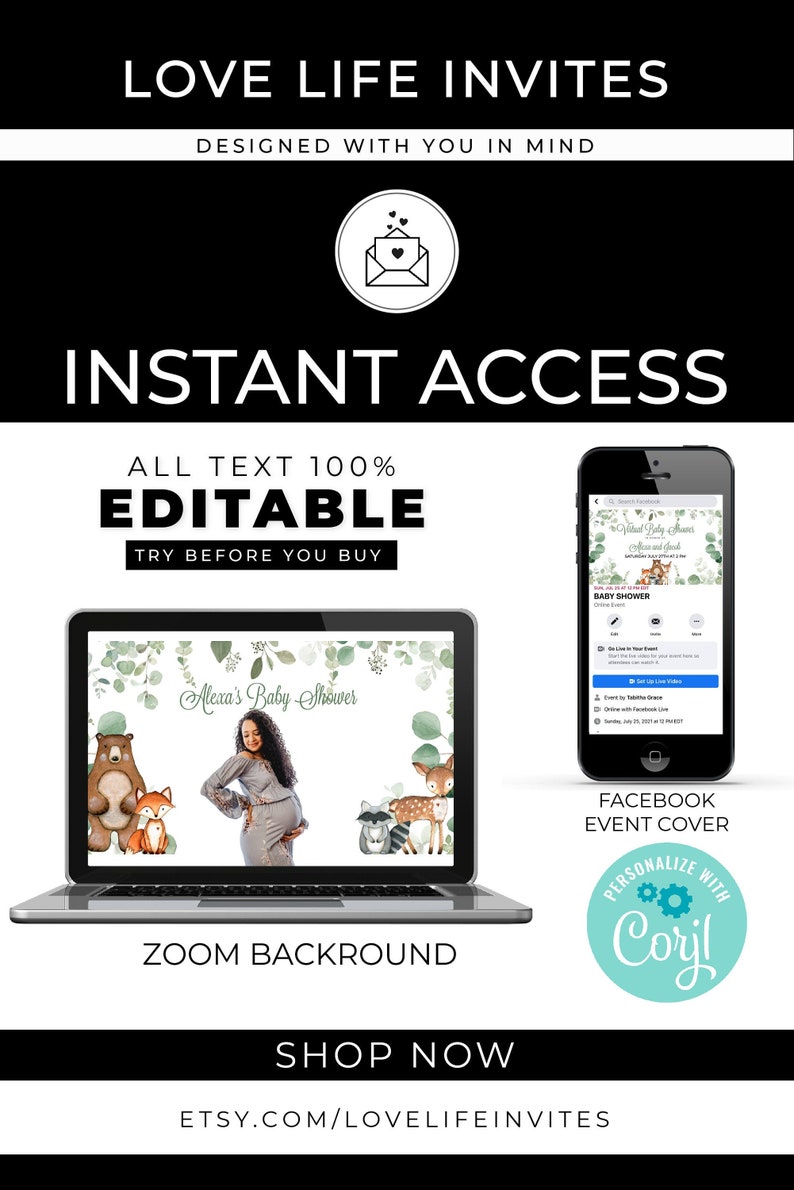 Virtual Baby Shower Zoom Background Virtual Baby Shower Etsy