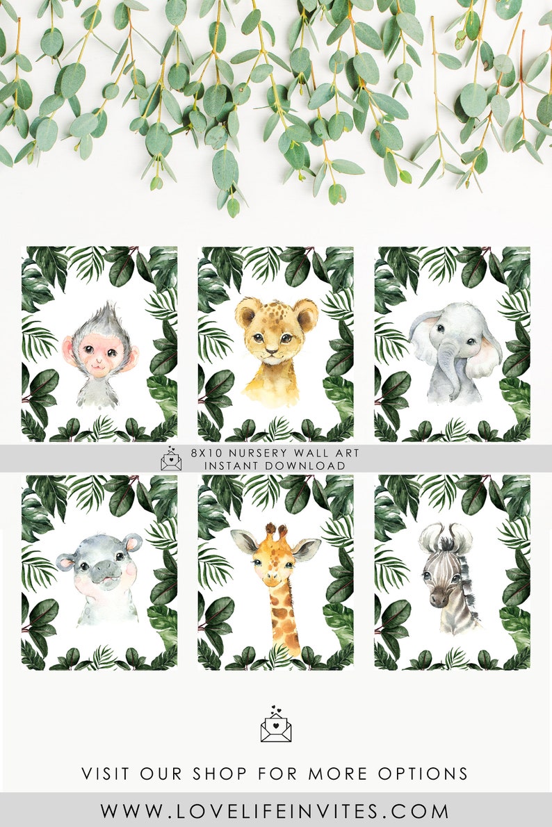 Safari Nursery Prints Set of 6 Prints Nursery Decor for Boy Etsy