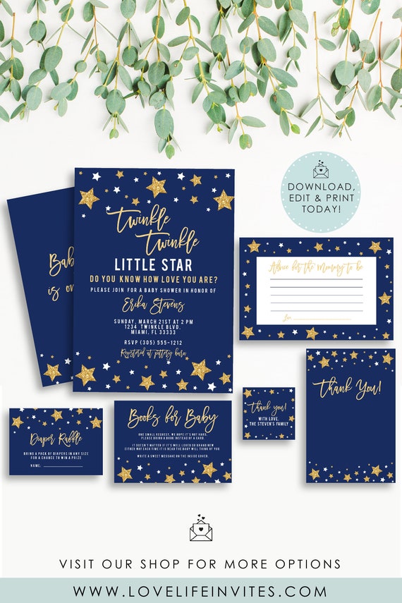 twinkle twinkle little star baby shower invitations etsy