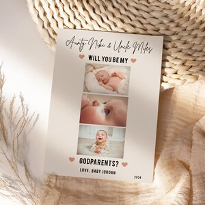 Will You Be My Peetouders Voorstel digitale kaart video Voorstelkaart peetouders Klassiek Minimalistisch Modern Will You Be My Godmother & Godfather