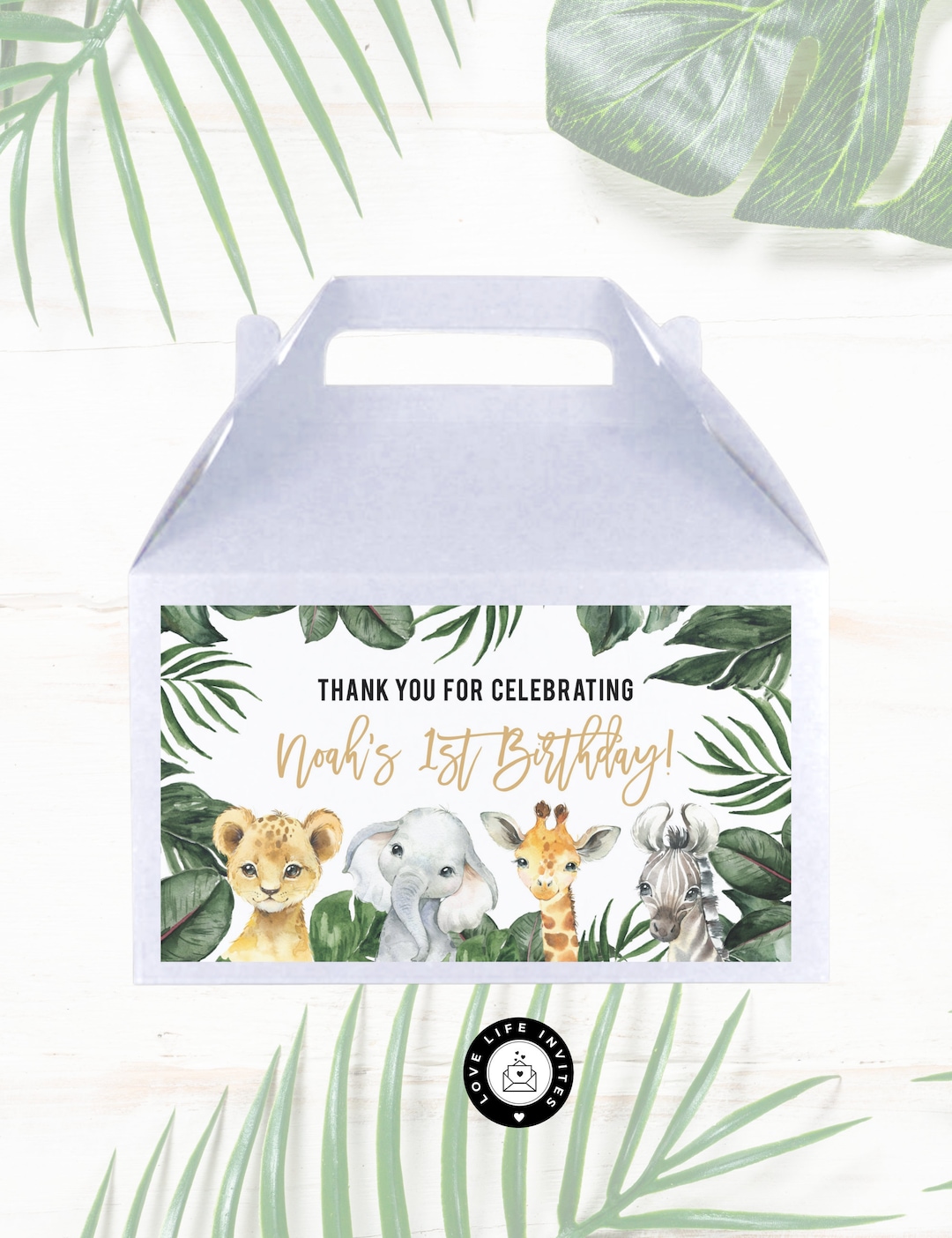 Safari Birthday Favors, Gable Goody Box Label, Instant Download Jungle ...