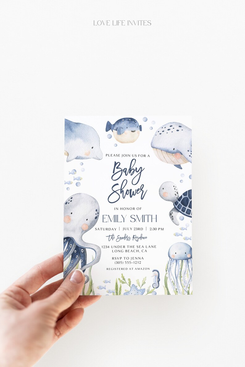 Under the Sea Baby Shower Invitation Whale Baby Shower Invite Etsy