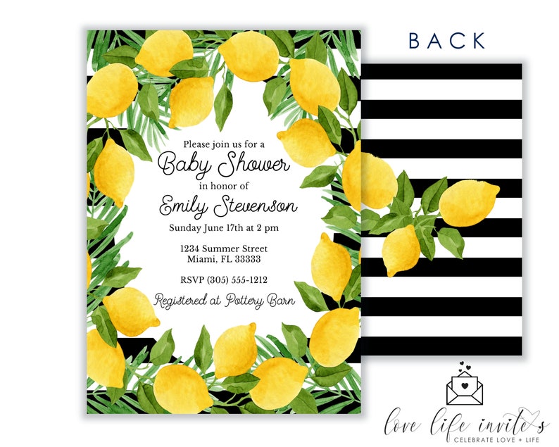 Lemon Baby Shower Invitation Lemon Baby Sprinkle Summer Etsy