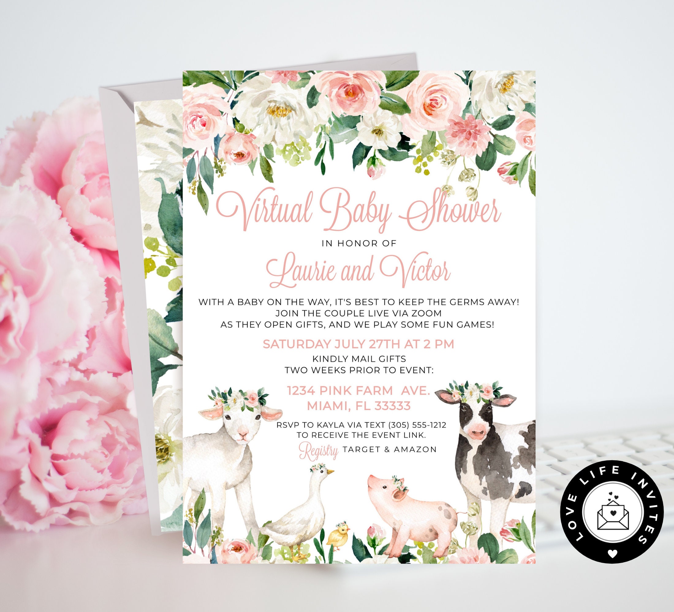 Farm Baby Shower Invitation Template Girl Farm Baby Shower | Etsy