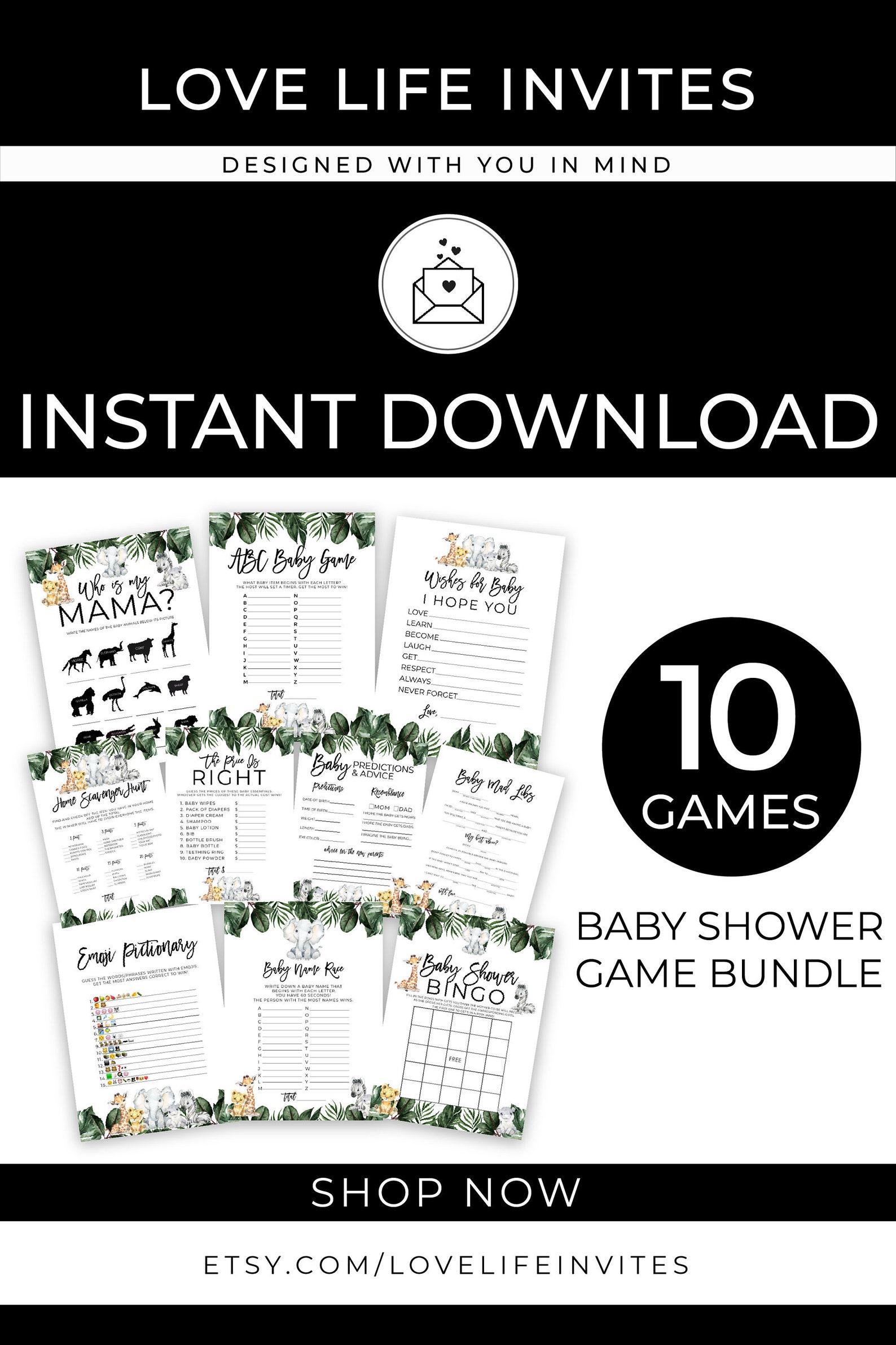 Virtual Baby Shower Game Bundle Zoom Baby Shower Games Etsy