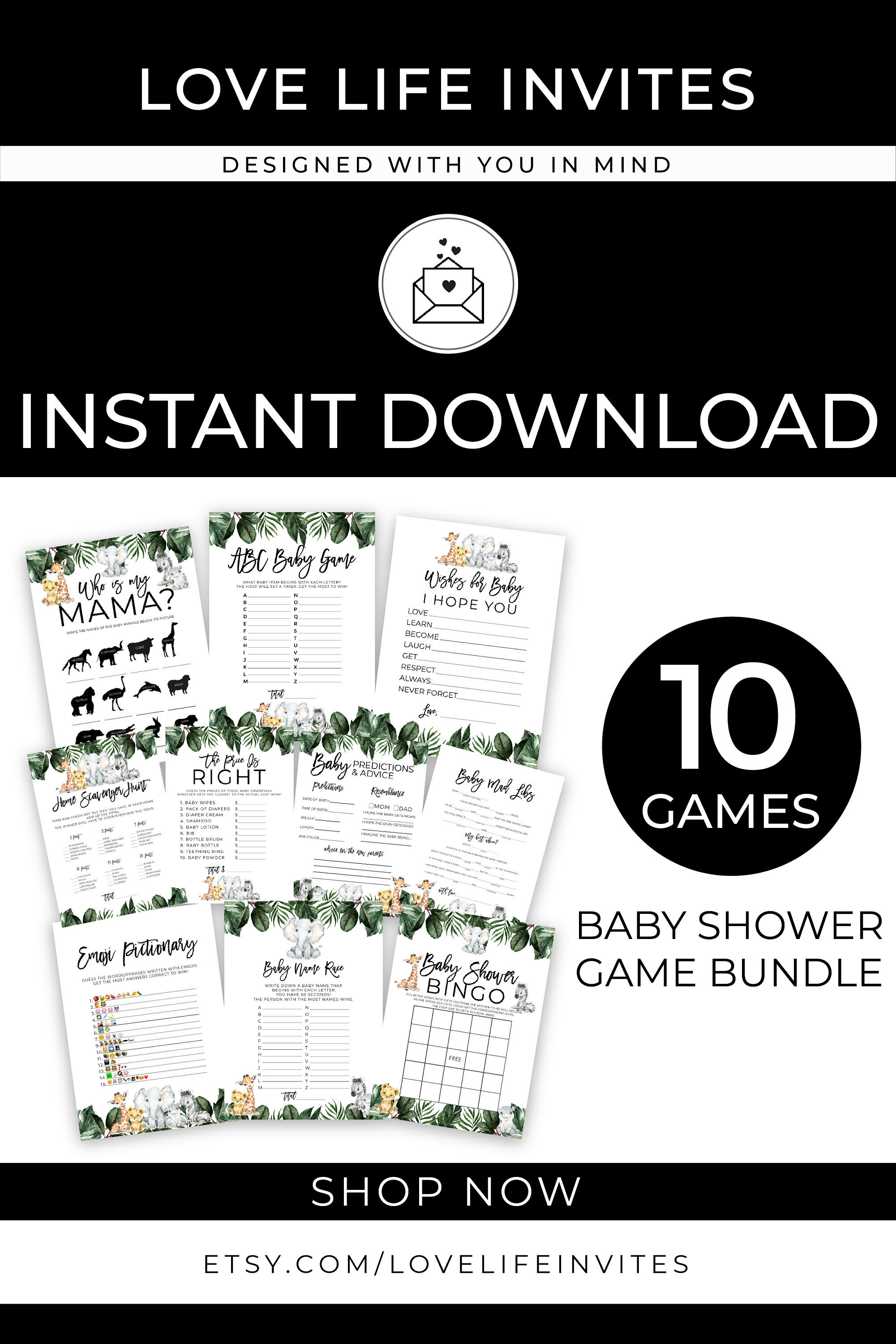 Virtual Baby Shower Game Bundle Zoom Baby Shower Games Etsy