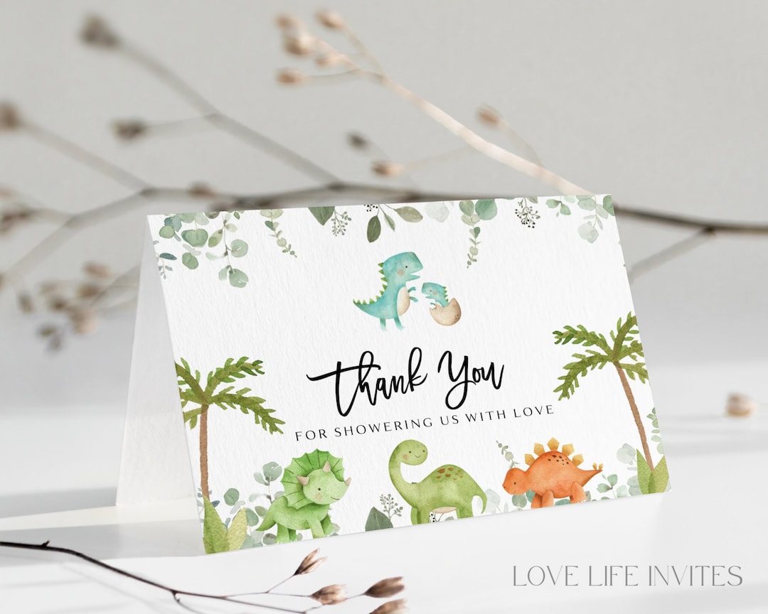 Dinosaur Baby Shower Thank You Cards, Dino Baby Shower, Baby Note Cards, Baby Shower Dino Thank