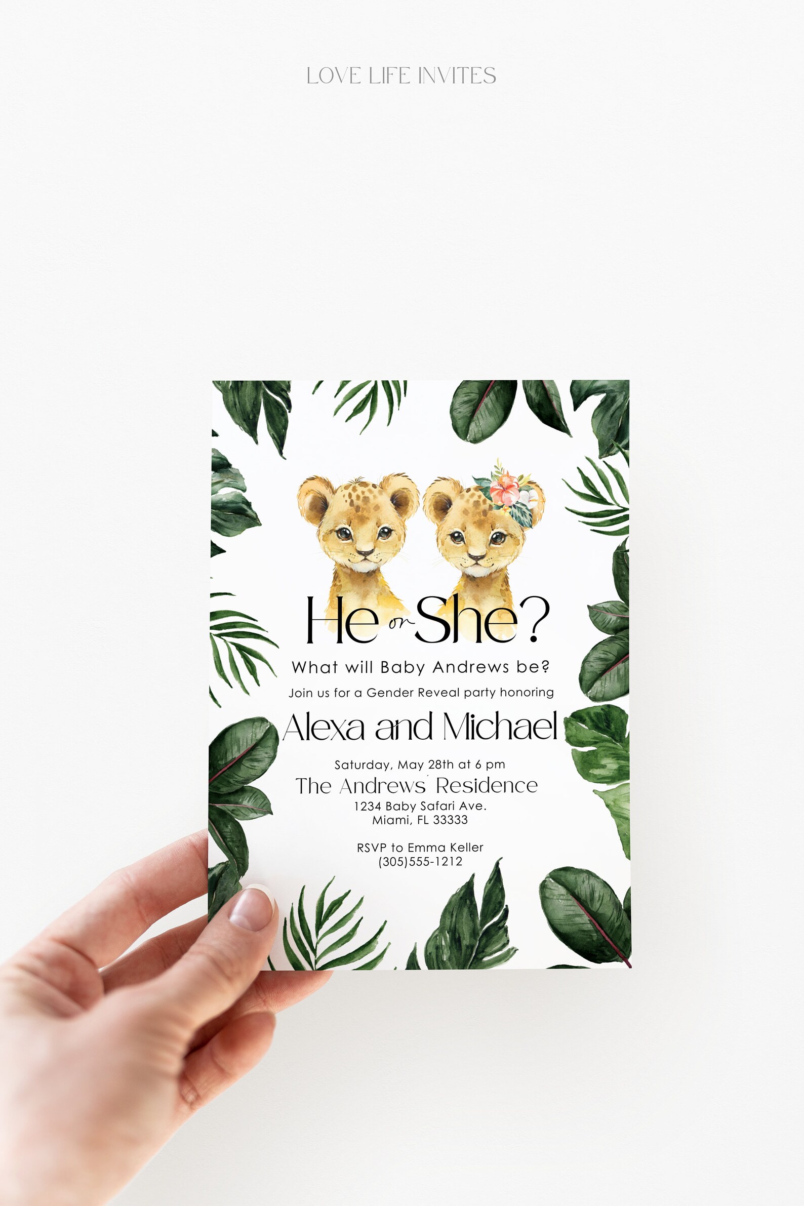 Safari Gender Reveal Invitation Tropical Gender Reveal Etsy