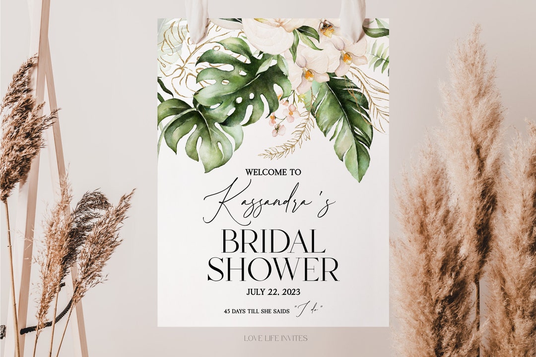 Tropical Bridal Shower Sign Boho Pink Bridal Shower Etsy