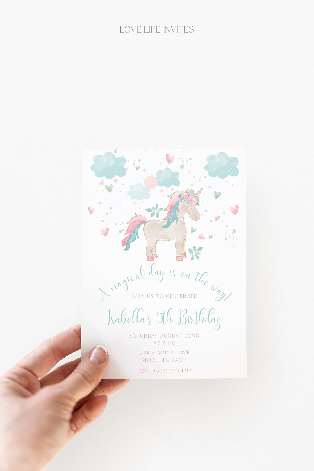 Editable Unicorn Rainbow Birthday Invitation Unicorns Rainbows Sparkles ...