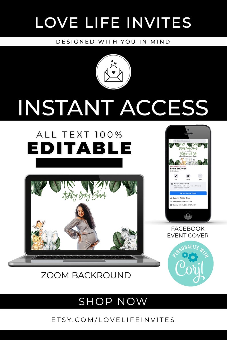 Virtual Baby Shower Zoom Background Virtual Baby Shower Etsy