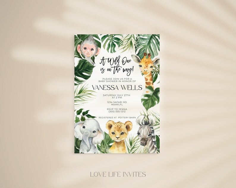 Safari Baby Shower Invitation Jungle Baby Shower Invitation Etsy
