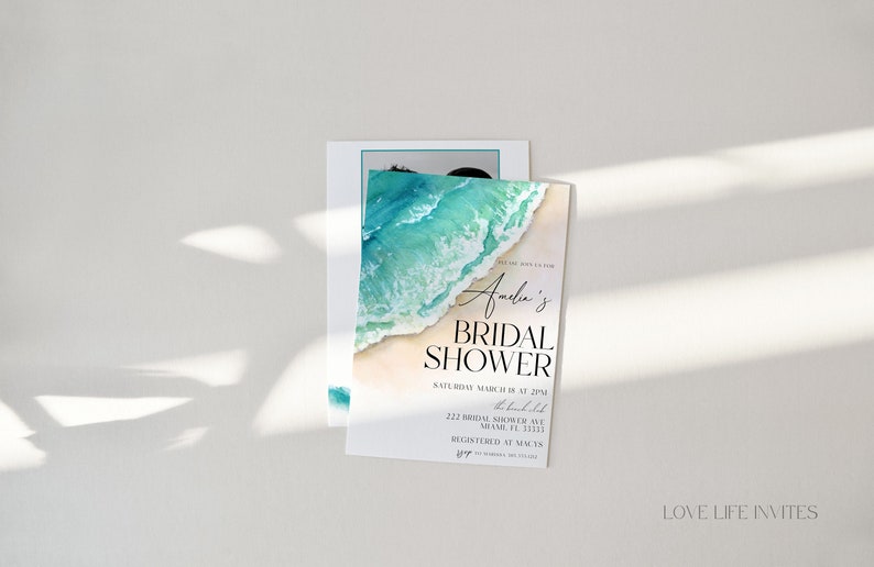 Beach Bridal Shower Invitation Tropical Bridal Shower Invite Etsy