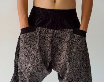 HC0264 Elastic waist Samurai Pants  - elastic waistband and cuffs - Fits all!  Unisex pants These beautiful casual pants is unique & co