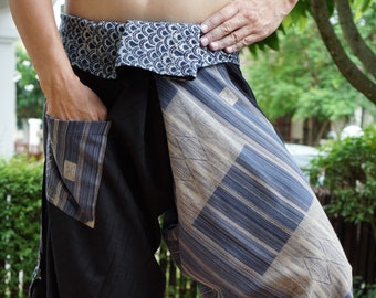 SR0678 Samurai Pants Harem pants have fisherman pants style wrap around waist