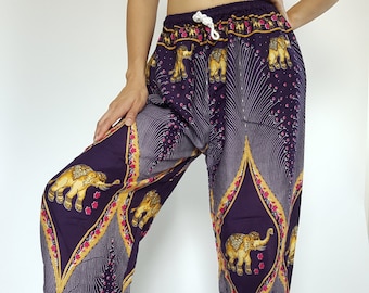 CH0001 Dark Purple Lady pants - bohemian clothing women yoga pants harem pants hippie trousers