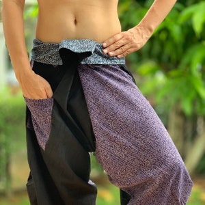 SR0803 Samurai Pants Harem pants have fisherman pants style wrap around waist