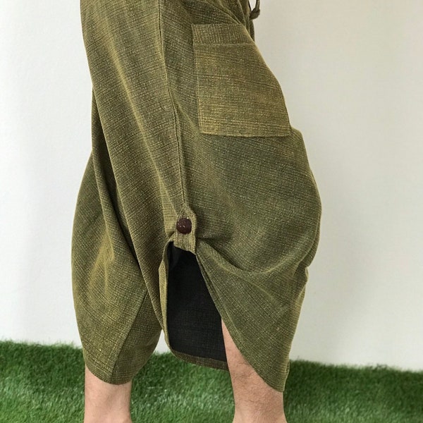 BT0797 Pantalon samouraï délavé, taille élastique, pantalon unisexe, beau pantalon décontracté unique et confortable à porter
