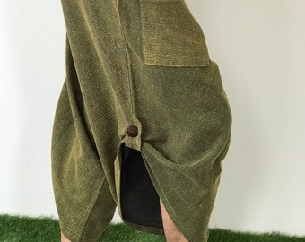 BT0797 Stonewash Samurai Pants, elastic waistband, Unisex pants, beautiful casual pants is unique & comfortable to wear