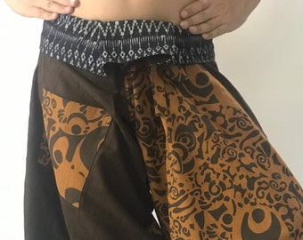 SR0328 Samurai pants with Unique Hilltribe fabric Wrap Around