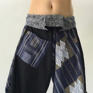 SR0292 Samurai pants with Unique Hilltribe fabric Wrap Around