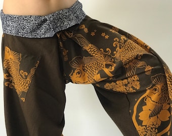 SR0455 Samurai pants with Unique Hilltribe fabric Wrap Around