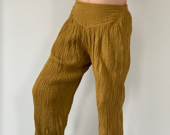 CG0018 Mustrad Cotton Gauze  Yoga Pants Super Soft. Elastic waist in Mustard color
