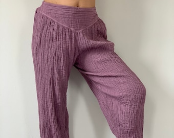 CG0023 Cotton Gauze  Yoga Pants Super Soft. Elastic waist