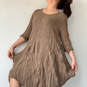 CG0178 COTTON GAUZE Long Sleeves Dress, Double Gauze cotton Dress easy to wear, Pullover style