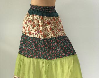 SK0847 Floral Maxi Skirt for Beach Summer ,bohemian maxi skirt,gypsy skirt/boho skirt/cotton skirt/festival skirt