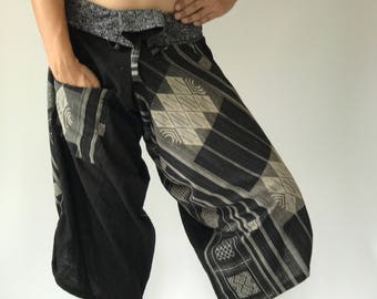 SR0035 Samurai pants with Unique Hilltribe fabric Wrap Around