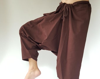 HR0783 Aladdin Pants, Harem Pants 100% Cotton Harem Pants Unisex Low Crotch Yoga Trousers