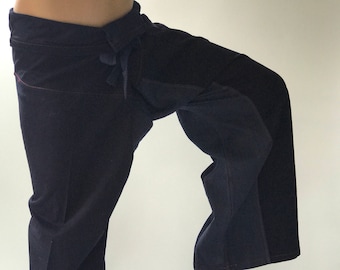 FJ0002 New Design Denim Jean Thai Fisherman Pants Wide Leg pants, Wrap pants, Unisex pants