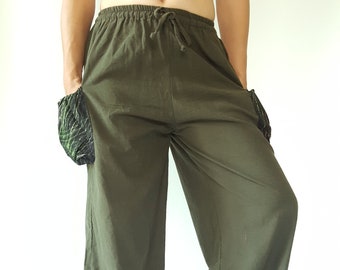 HR0785 Aladdin Pants, Harem Pants 100% Cotton Harem Pants Unisex Low Crotch Yoga Trousers