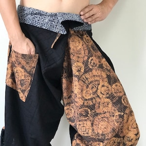 SR0301 Samurai pants with Unique Hilltribe fabric Wrap Around
