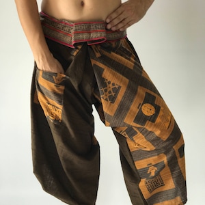 SR0192 Samurai Pants Harem pants have fisherman pants style wrap around waist